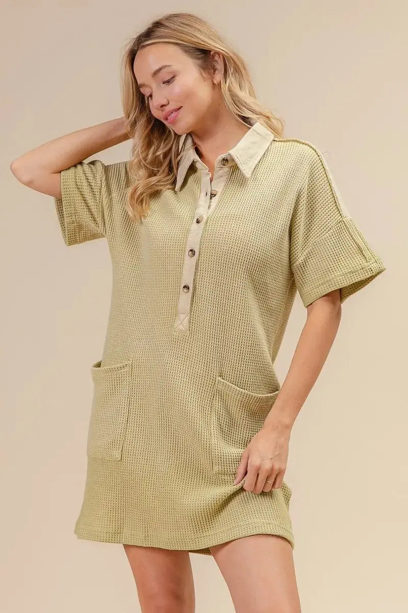 BiBi Dip Dye Mineral Washed Knit Dress for Casual Style - Love Salve